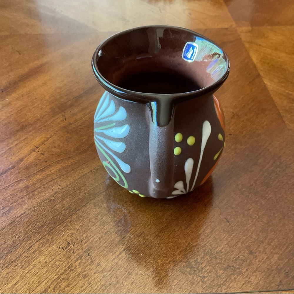 Mexican Pottery Small Pitcher Hand Painted, floral and butterflies, 4” NEW - Picture 11 of 11